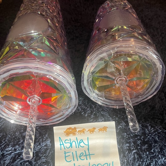 Starbucks Christmas Clear Diamond Prism Crystal Venti 24oz & 16oz Tumblers - Picture 3 of 3